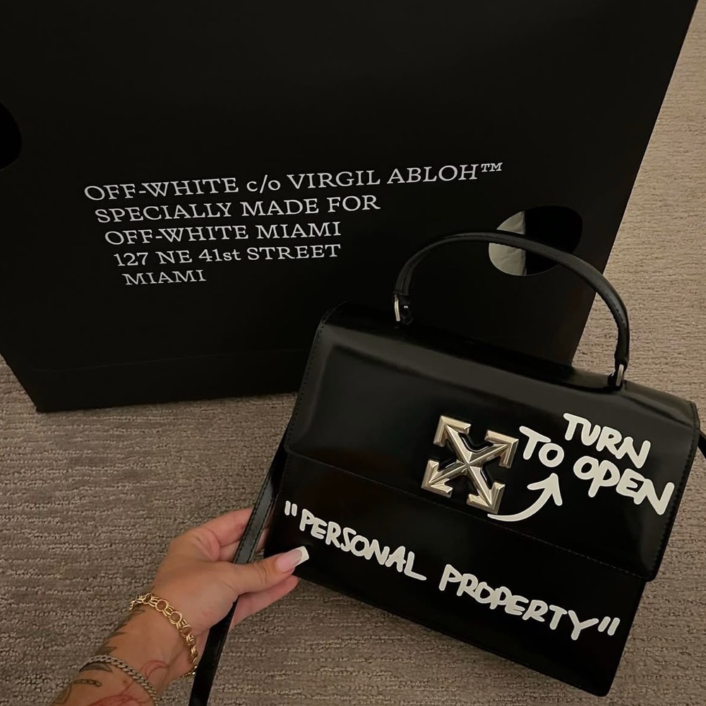 Off-White Black Top Handle Personal Property Bag
